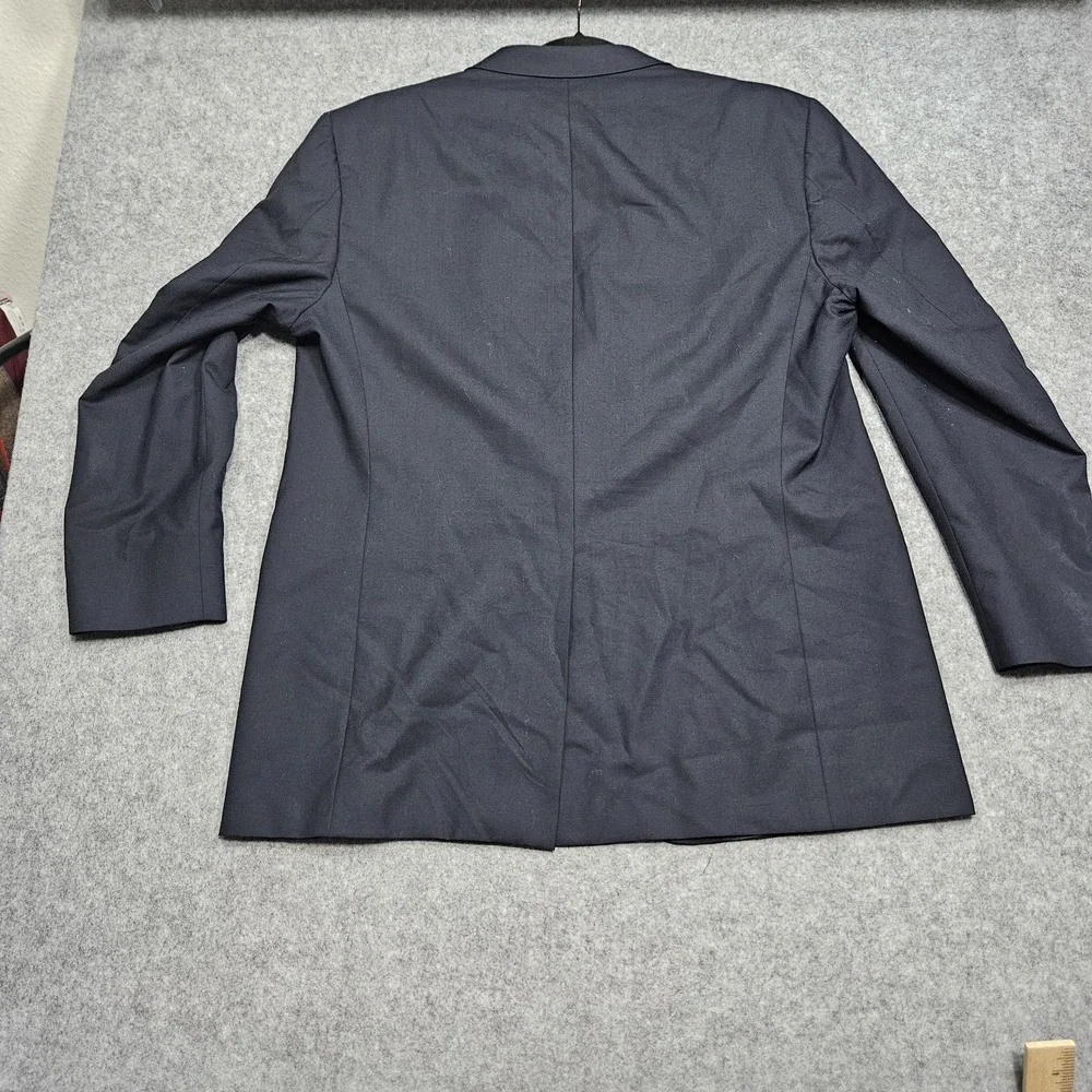 Vtg Burberry London Blazer Mens‎ 48L Navy Blue 100% Wool Single Breasted Button
